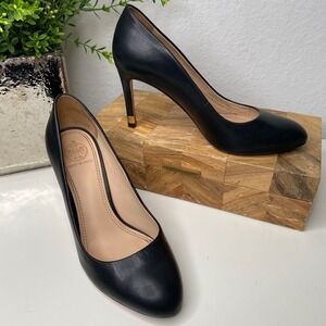 Tory Burch Black Leather Almond Toe High Heel Pumps Shoes‎ Women's Size 6.5